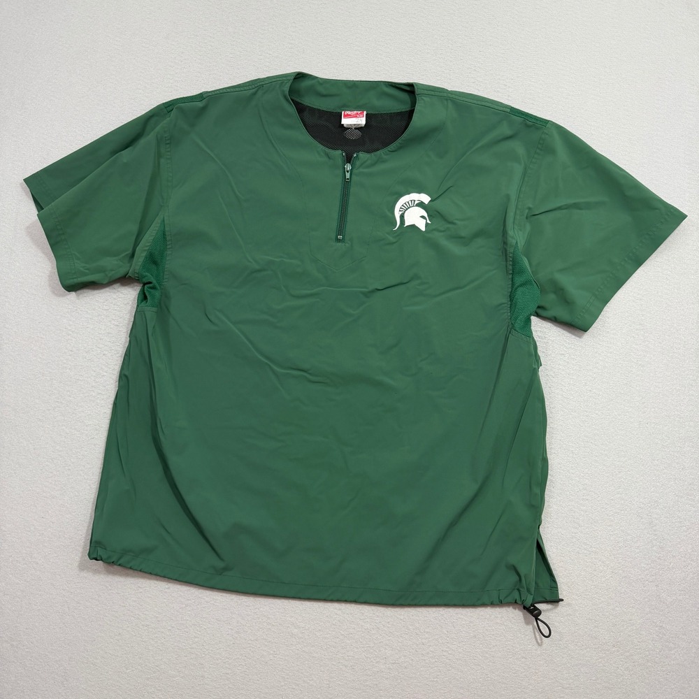 Rawlings Windshirt 2XL Green Michigan State Spartans 1/4 Zip Pullover Baseball